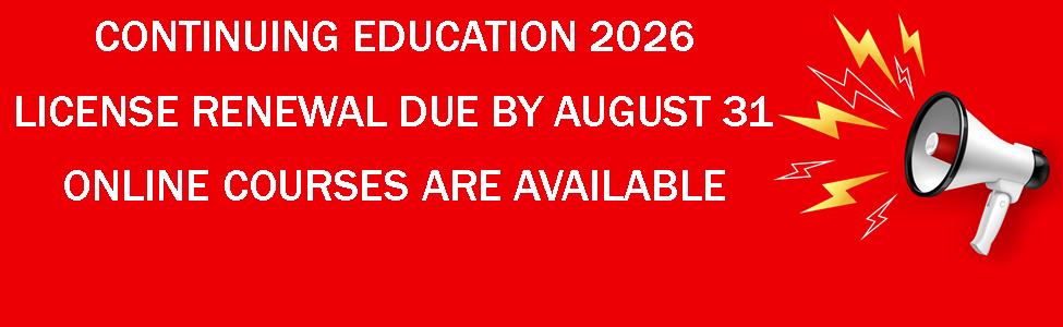 Continuing Education 2026 - Online classes now available