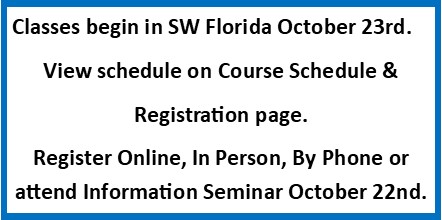 SW Florida Classes begin October 23rd